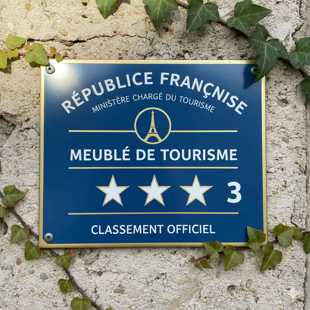 Panonceau meublé de tourisme 3 étoiles sur la façade Panonceau meublé de tourisme 3 étoiles sur la façade